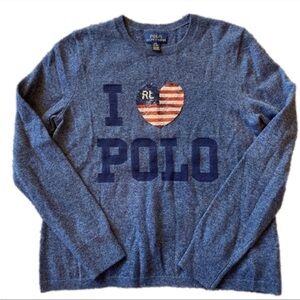 Polo Ralph Lauren Kids Size L "I Love Polo" Wool Blend Sweater. NWOT